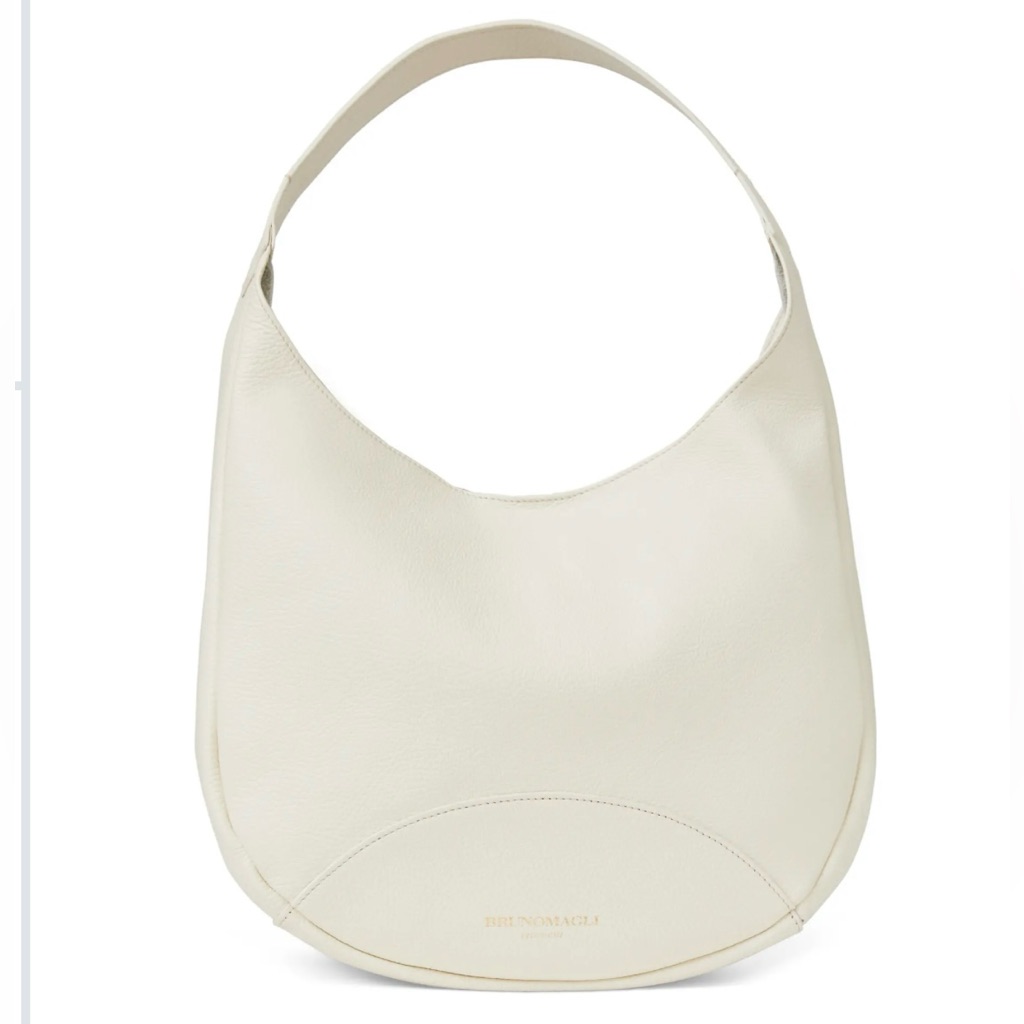Bruno Magli Celeste Mini Hobo Bag Cream Classic Small Hobo Bag. Pebbled Leather